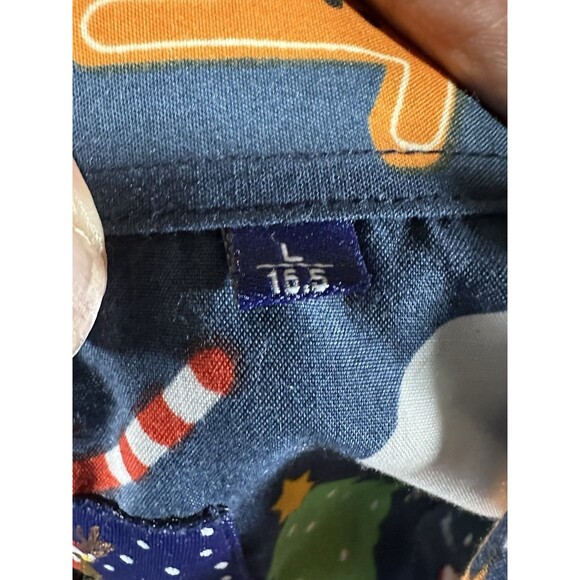 Simon Banks Christmas Gingerbread Man Buttons Up Shirt Size L - Picture 9 of 10